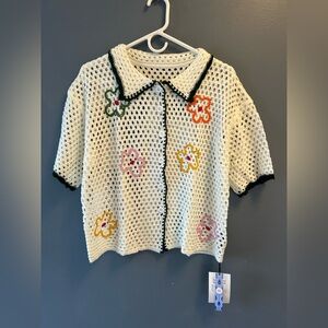 Cider Crochet Floral Button Up